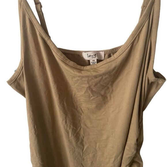 Love J Tan Brown Sleeveless Bodycon Ruched Dress Size 2XL - Picture 4 of 12